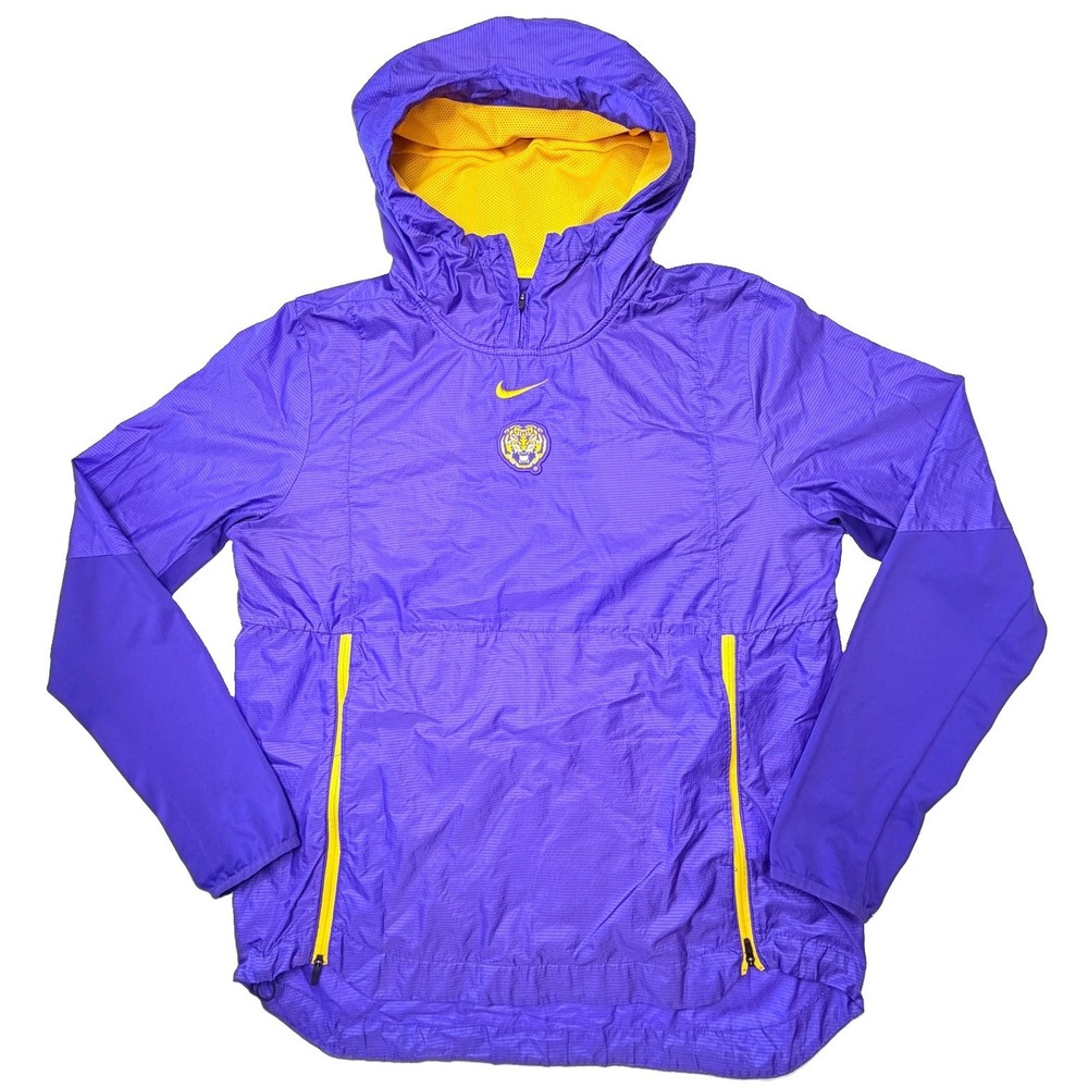 Nike LSU Tigers Mens Medium Purple Hooded Quarter Zip Sideline Anorak Jacket